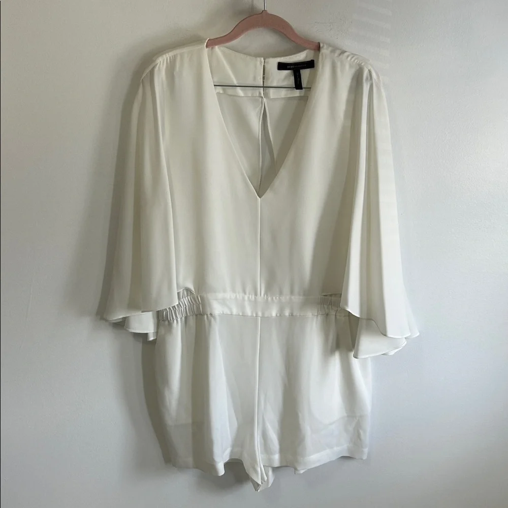 BCBGMAXAZRIA Indina Cape Romper White